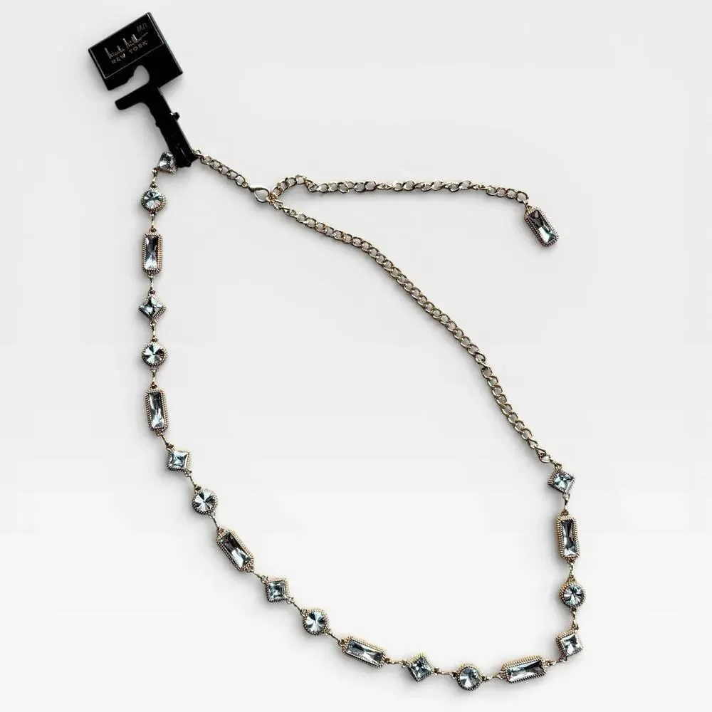 Nicole Miller Chain Belt Gold Tone Medium-Large Jeweled Charms NWT